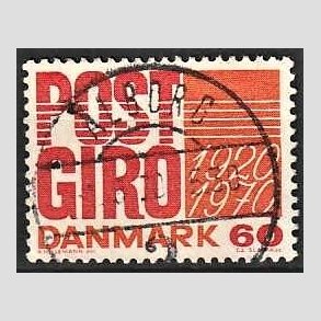 FRIMRKER DANMARK | 1970 - AFA 493 - Postgirotjenesten 50 r - 60 re rd/gulorange - Pragt Stemplet lborg