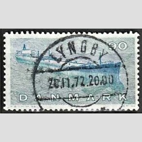 FRIM�RKER DANMARK | 1970 - AFA 506 - Dansk Skibsfart - 90 �re bl�gr�n/bl� - Pragt Stemplet Lyngby