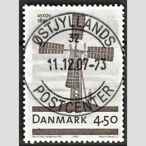FRIM�RKER DANMARK | 2007 - AFA 1492 - Danske vindm�ller - 4,50 Kr. M�llen i Anskov - Pragt Stemplet