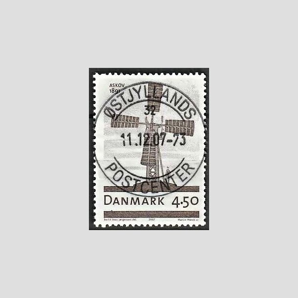 FRIMRKER DANMARK | 2007 - AFA 1492 - Danske vindmller - 4,50 Kr. Mllen i Anskov - Pragt Stemplet