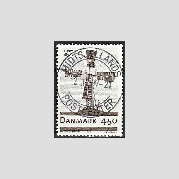 FRIMRKER DANMARK | 2007 - AFA 1492 - Danske vindmller - 4,50 Kr. Mllen i Anskov - Pragt Stemplet