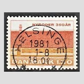FRIM�RKER DANMARK | 1981 - AFA 725 - Nyboder 350 �r - 1,30 Kr. flerfarvet - Pragt Stemplet Helsinge