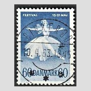 FRIM�RKER DANMARK | 1962 - AFA 406 - Ballet og musik - 60 �re bl� - Pragt Stemplet Birker�d