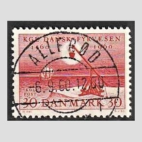 FRIMRKER DANMARK | 1960 - AFA 386 - Fyr & Vagervsnet 400 r - 30 re rd - Pragt Stemplet Allerd