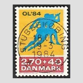 FRIMRKER DANMARK | 1984 - AFA 798 - Olympiske Lege 1984 - 2,70 Kr. + 40 re gul/rd/bl - Pragt Stemplet