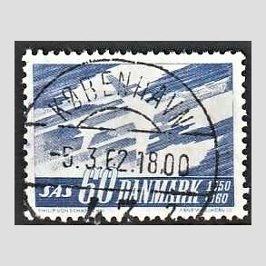 FRIM�RKER DANMARK | 1961 - AFA 391 - SAS 10 �rs jubil�um - 60 �re bl� - Lux Stemplet