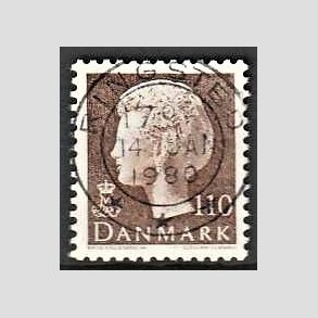 FRIMRKER DANMARK | 1979 - AFA 677 - Dronning Margrethe - 110 re brun - Pragt Stemplet Ringsted