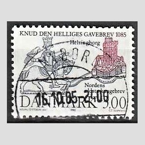 FRIM�RKER DANMARK | 1985 - AFA 835 - Domkirken i Lund - 3,00 Kr. m�rkbl�/lilla - Pragt Stemplet Nyborg