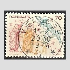 FRIM�RKER DANMARK | 1973 - AFA 552 - Kalkmalerier - 70 �re flerfarvet - Pragt Stemplet V�rl�se