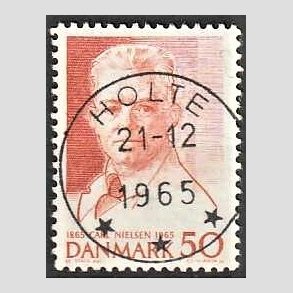 FRIM�RKER DANMARK | 1965 - AFA 435 - Komponist Carl Nielsen - 30 �re oranger�d - Pragt Stemplet Holte