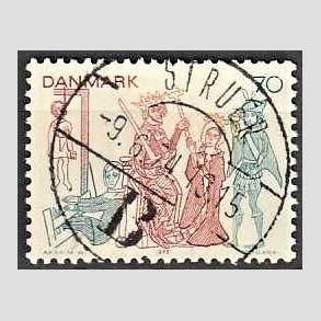 FRIM�RKER DANMARK | 1973 - AFA 553 - Kalkmalerier - 70 �re brunr�d/bl�gr�n/gul - Pragt Stemplet