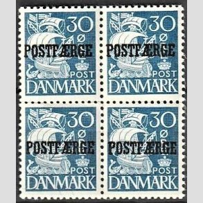 FRIMRKER DANMARK | 1940 - AFA 24 Type II - 30 re bl POSTFRGE i 4-blok - Postfrisk