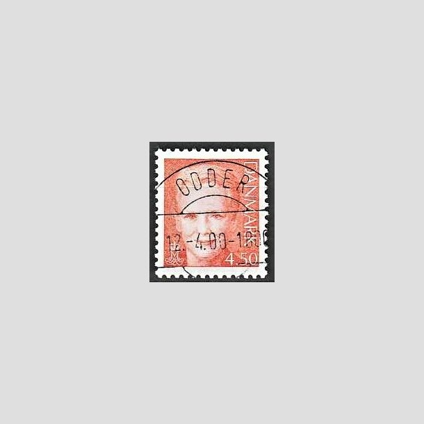 FRIMRKER DANMARK | 2000 - AFA 1244 - Dronning Margrethe - 4,50 Kr. orange - Lux Stemplet Odder