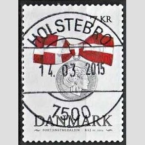 FRIM�RKER DANMARK | 2015 - AFA 1814 - Danske ordener - 7,00 Kr. flerfarvet - Pragt Stemplet Holstebro