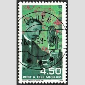 FRIM�RKER DANMARK | 1998 - AFA 1177 - Post og Tele Museet - 4,50 Kr. flerfarvet - Pragt Stemplet Odder