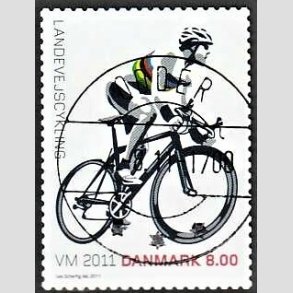 FRIM�RKER DANMARK | 2011 - AFA 1674 - WM i landevejscykling - 8,00 Kr. flerfarvet - Pragt Stemplet Odder