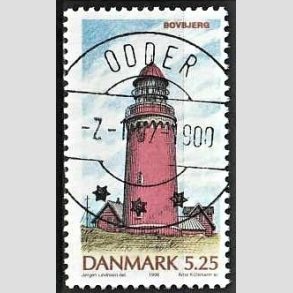 FRIM�RKER DANMARK | 1996 - AFA 1126 - Danske Fyrt�rne - 5,25 Kr. flerfarvet - Pragt Stemplet Odder