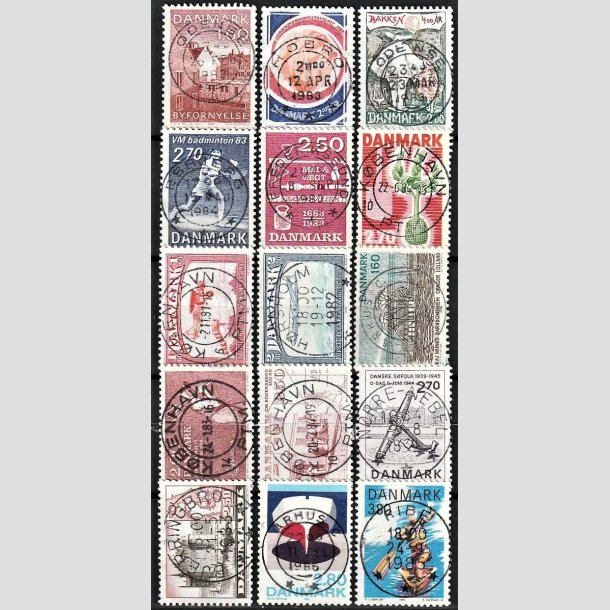 FRIM�RKER DANMARK | Periode �r 1971-1990 - St�lstik (Engros) - 15 forskellige v�rdier - Lux/Pragt Stemplet