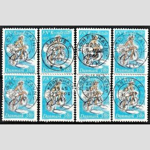 FRIMRKER DANMARK | 1985 - AFA 839 (Engros) - FN's kvinde-tir - 3,80 Kr. flerfarvet x 8 - Pragt Stemplet