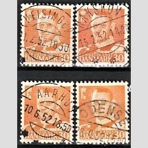 FRIMRKER DANMARK | 1948-50 - AFA 309 (Engros) - Fr. IX 30 re orange x 4 - Pragt Stemplet