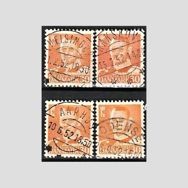 FRIMRKER DANMARK | 1948-50 - AFA 309 (Engros) - Fr. IX 30 re orange x 4 - Pragt Stemplet