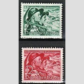 FRIM�RKER TYSK RIGE: 1938 | AFA 670,671 | Sudeterlands indlemmelse. - 6 + 12 pf. + (4,8 pf.) - Postfrisk