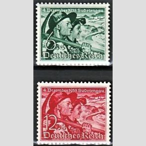 FRIM�RKER TYSK RIGE: 1938 | AFA 670,671 | Sudeterlands indlemmelse. - 6 + 12 pf. + (4,8 pf.) - Postfrisk