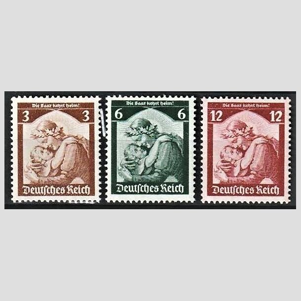 FRIMRKER TYSK RIGE: 1935 | AFA 560-62 | Saars genindlemmelse. - 3 - 12 pf. - Postfrisk