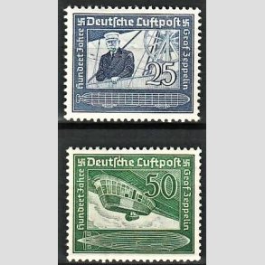 FRIM�RKER TYSK RIGE: 1938 | AFA 664,665 | Zeppelin 100 �r - 25+50 pf. - Postfrisk