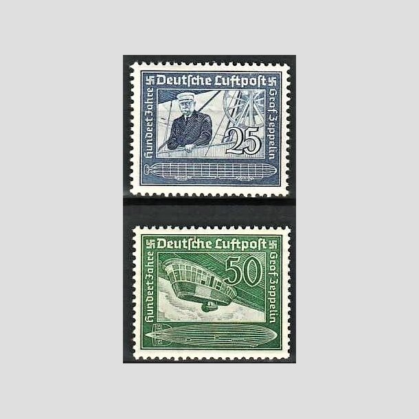 FRIMRKER TYSK RIGE: 1938 | AFA 664,665 | Zeppelin 100 r - 25+50 pf. - Postfrisk