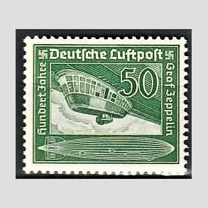 FRIM�RKER TYSK RIGE: 1938 | AFA 665 | Zeppelin 100 �r - 50 pf. - Postfrisk