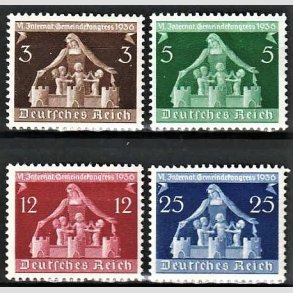 FRIM�RKER TYSK RIGE: 1936 | AFA 612-15 | Kommunalkongres. - 3 - 25 pf. - Postfrisk