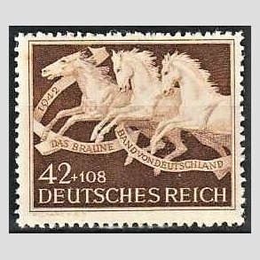 FRIM�RKER TYSK RIGE: 1942 | AFA 810 | Brune b�nd - 42+108 pf. brun - Postfrisk