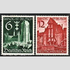 FRIM�RKER TYSK RIGE: 1939 | AFA 709,710 | Danzigs genforening. - 6 + 12 pf. - Postfrisk