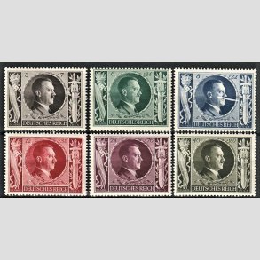 FRIM�RKER TYSK RIGE: 1943 | AFA 839-44 | Hitlers f�dselsdag - 3 -40 pf. + (7 - 160 pf.) - Postfrisk