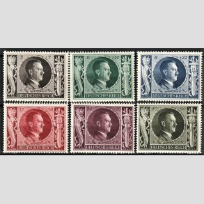 FRIM�RKER TYSK RIGE: 1943 | AFA 839-44 | Hitlers f�dselsdag - 3 -40 pf. + (7 - 160 pf.) - Postfrisk