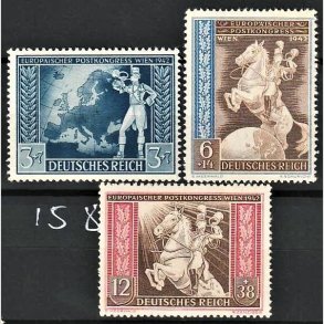 FRIM�RKER TYSK RIGE: 1942 | AFA 815-17 | Europ�isk postforening - 3 - 12 pf. + (7-38) pf. - Postfrisk