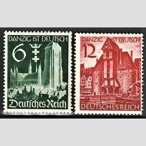 FRIM�RKER TYSK RIGE: 1939 | AFA 709,710 | Danzigs genforening. - 6 + 12 pf. - Postfrisk
