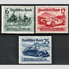 FRIM�RKER TYSK RIGE: 1939 | AFA 681-83 | Automobiludstilling - 6 - 25 pf. + 4 - 10 pf. - Ubrugt