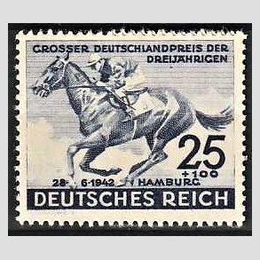 FRIM�RKER TYSK RIGE: 1942 | AFA 809 | Hamburg Derby - 25+100 pf. gr�bl� - Postfrisk