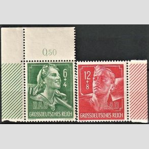 FRIM�RKER TYSK RIGE: 1944 | AFA 892,893 | Arbejdstjeneste - 6+4 + 12+8 pf. - Postfrisk