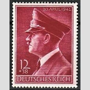 FRIM�RKER TYSK RIGE: 1942 | AFA 808 | Hitlers f�dselsdag - 12+38 pf. - Postfrisk
