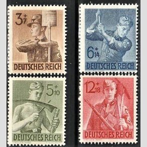 FRIM�RKER TYSK RIGE: 1943 | AFA 845-48 | Arbejdstjeneste - 3+7 - 12+18 pf. i s�t - Postfrisk