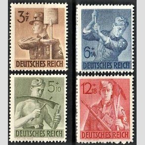 FRIM�RKER TYSK RIGE: 1943 | AFA 845-48 | Arbejdstjeneste - 3+7 - 12+18 pf. i s�t - Postfrisk