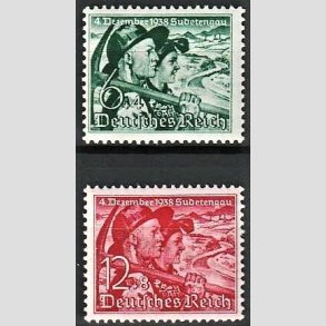 FRIM�RKER TYSK RIGE: 1938 | AFA 670,671 | Sudeterlands indlemmelse. - 6 + 12 pf. + (4,8 pf.) - Postfrisk