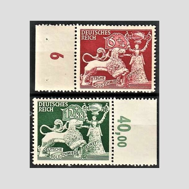 FRIMRKER TYSK RIGE: 1942 | AFA 811,812 | Guldsmede kunst - 6 + 12 pf. (+4 + 88 pf.) - Postfrisk