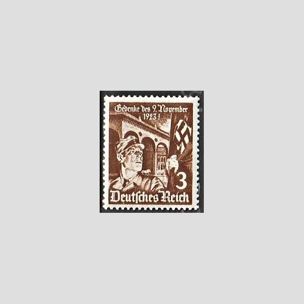 FRIMRKER TYSK RIGE: 1935 | AFA 593 | NSDAP jubilum. - 3 pf. brun - Postfrisk