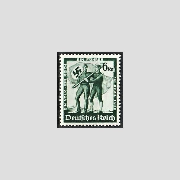 FRIMRKER TYSK RIGE: 1938 | AFA 657 | strigs indlemmelse - 6 pf. grn - Postfrisk