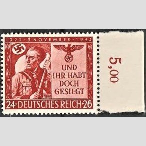 FRIM�RKER TYSK RIGE: 1943 | AFA 858 | 9. november mindem�rke - 24+26pf. r�d - Postfrisk