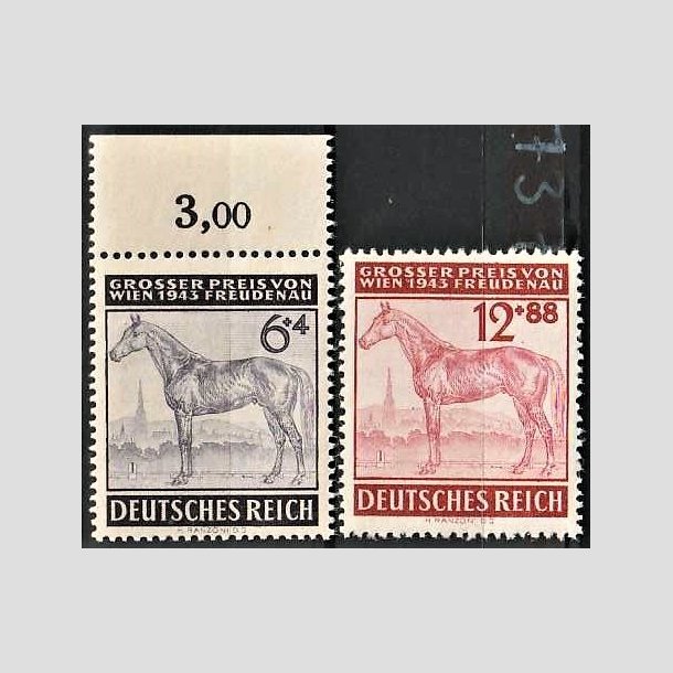 FRIMRKER TYSK RIGE: 1943 | AFA 852,853 | Wien Derby - 6 + 12 pf. + (4,88 pf.) - Postfrisk